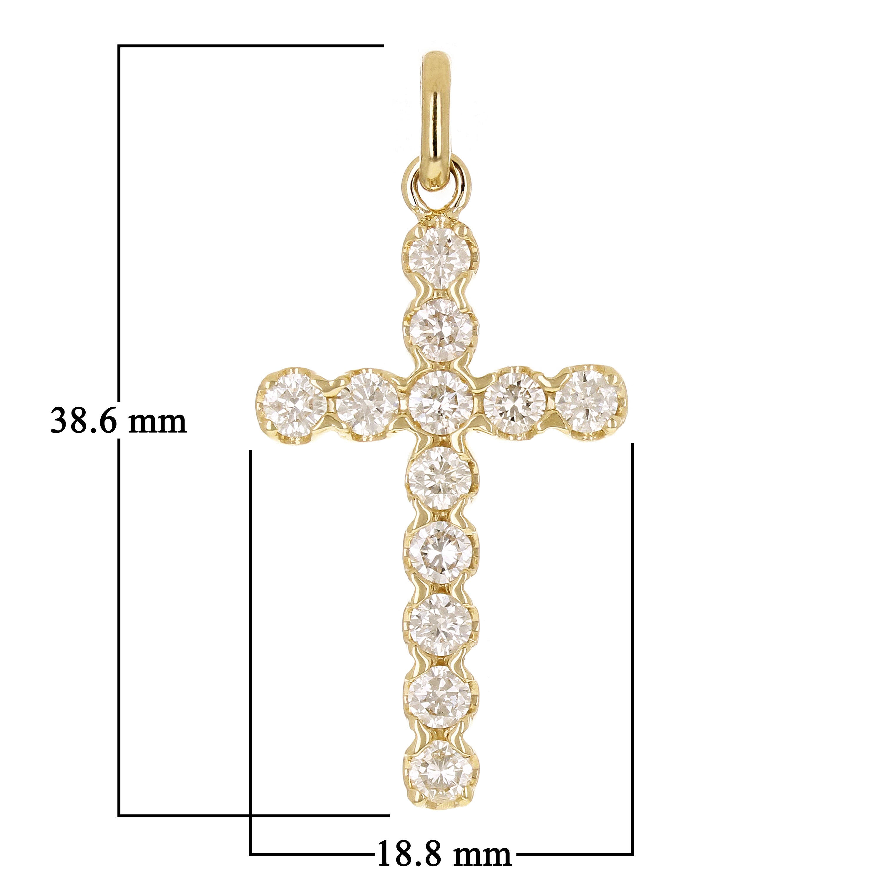14k Yellow Gold 1.51ctw Diamond Cross Pendant 1.5" 3.1 grams