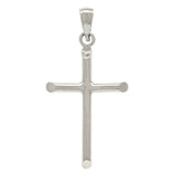 14k White Gold Solid Plain Cross Religious Charm Pendant 1.35" 2.4 grams Small