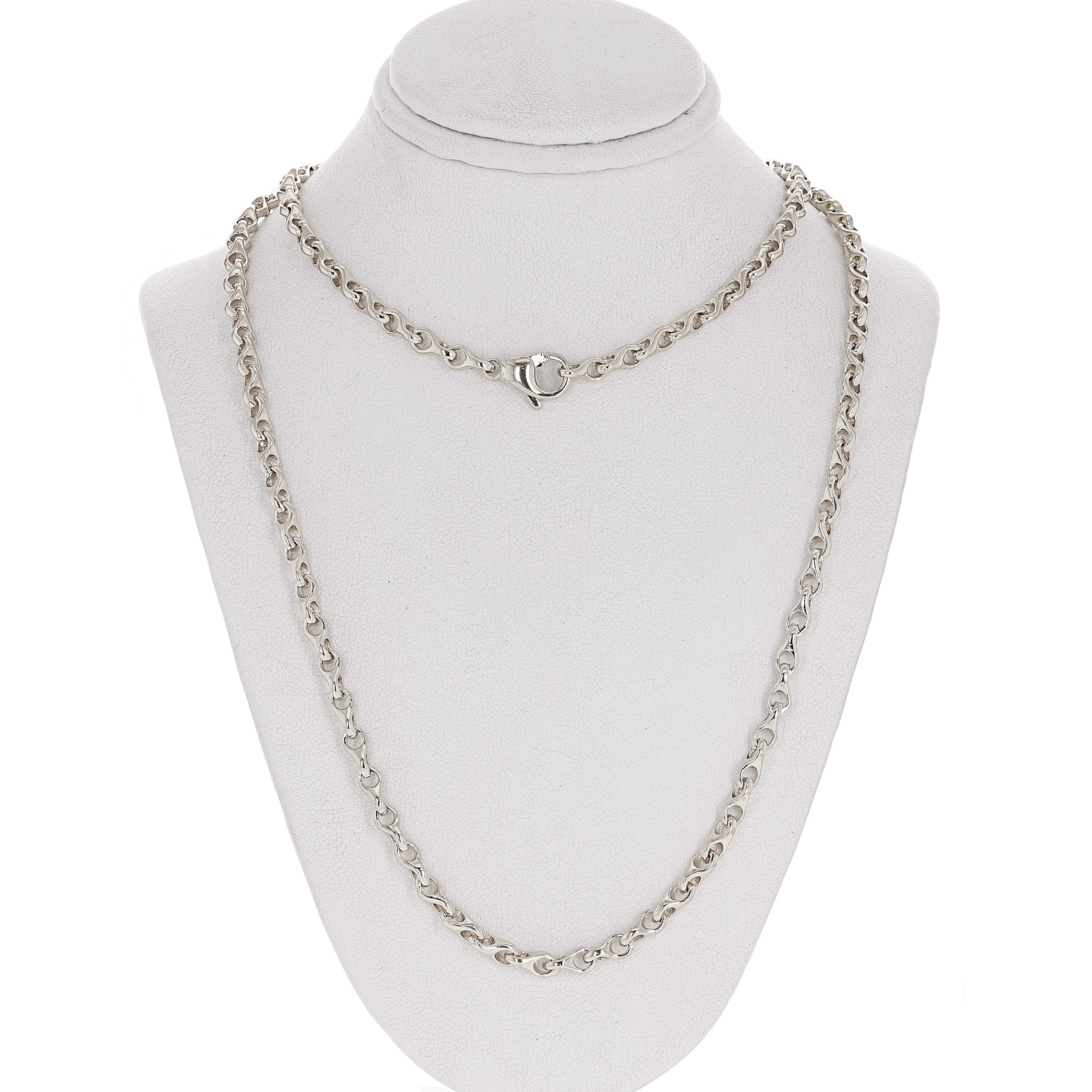 Men's 14k White Gold Handmade Fashion Link Necklace 30" 4mm 42.3 grams - White,30"