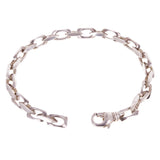14k White Gold Solid Handmade Rectangle Link Chain Bracelet 7" 5.5mm 27.8 grams - White,7" 27.8 grams