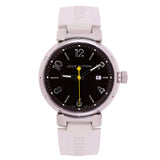Louis Vuitton Men's Tambour Quartz White Rubber Strap