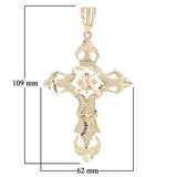 14k Yellow Gold Filigree INRI Big Cross Pendant 4.3" 21.4 grams