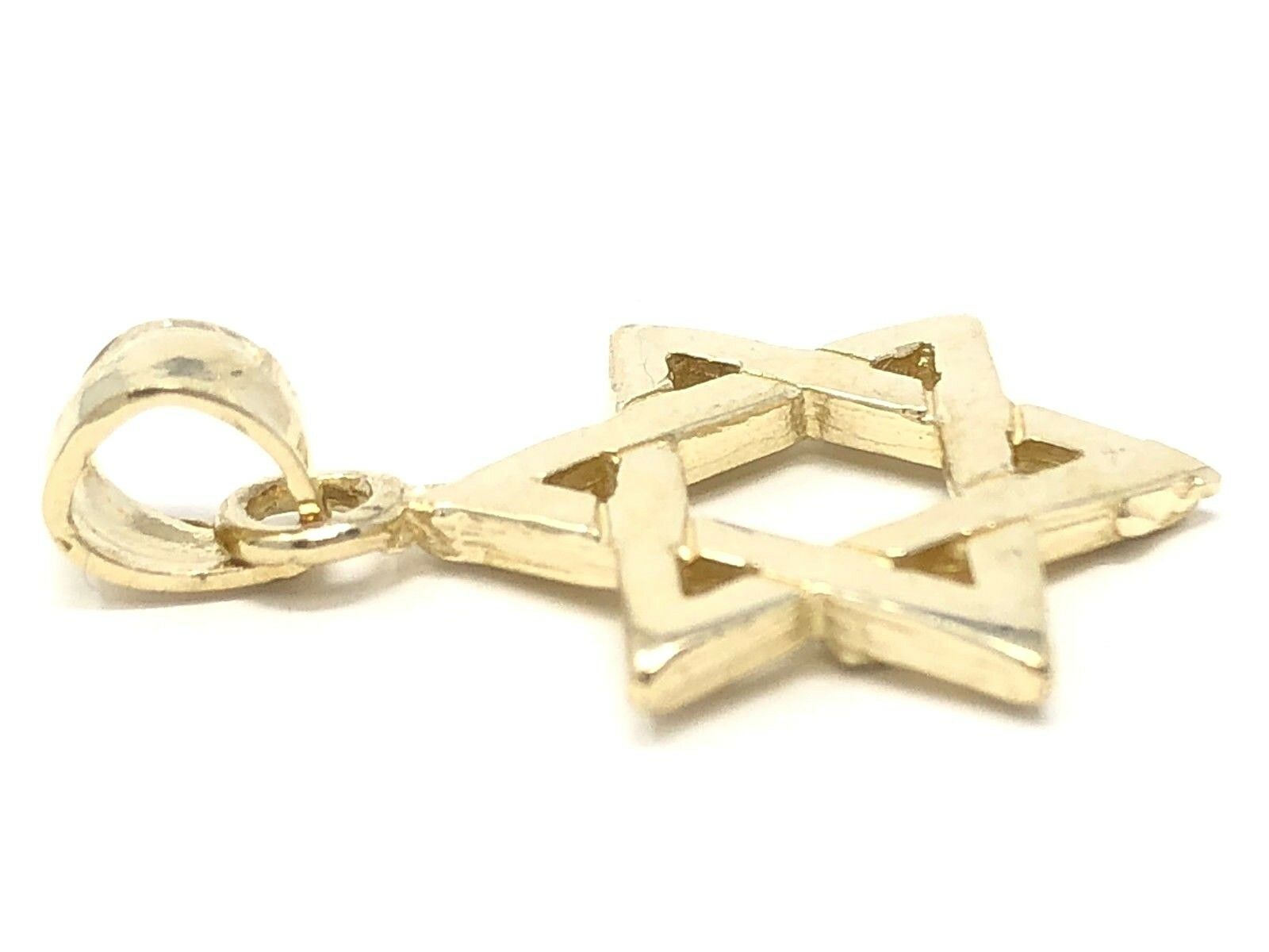 14k Yellow Gold High Polished Jewish Star of David Charm Pendant 1.8 grams