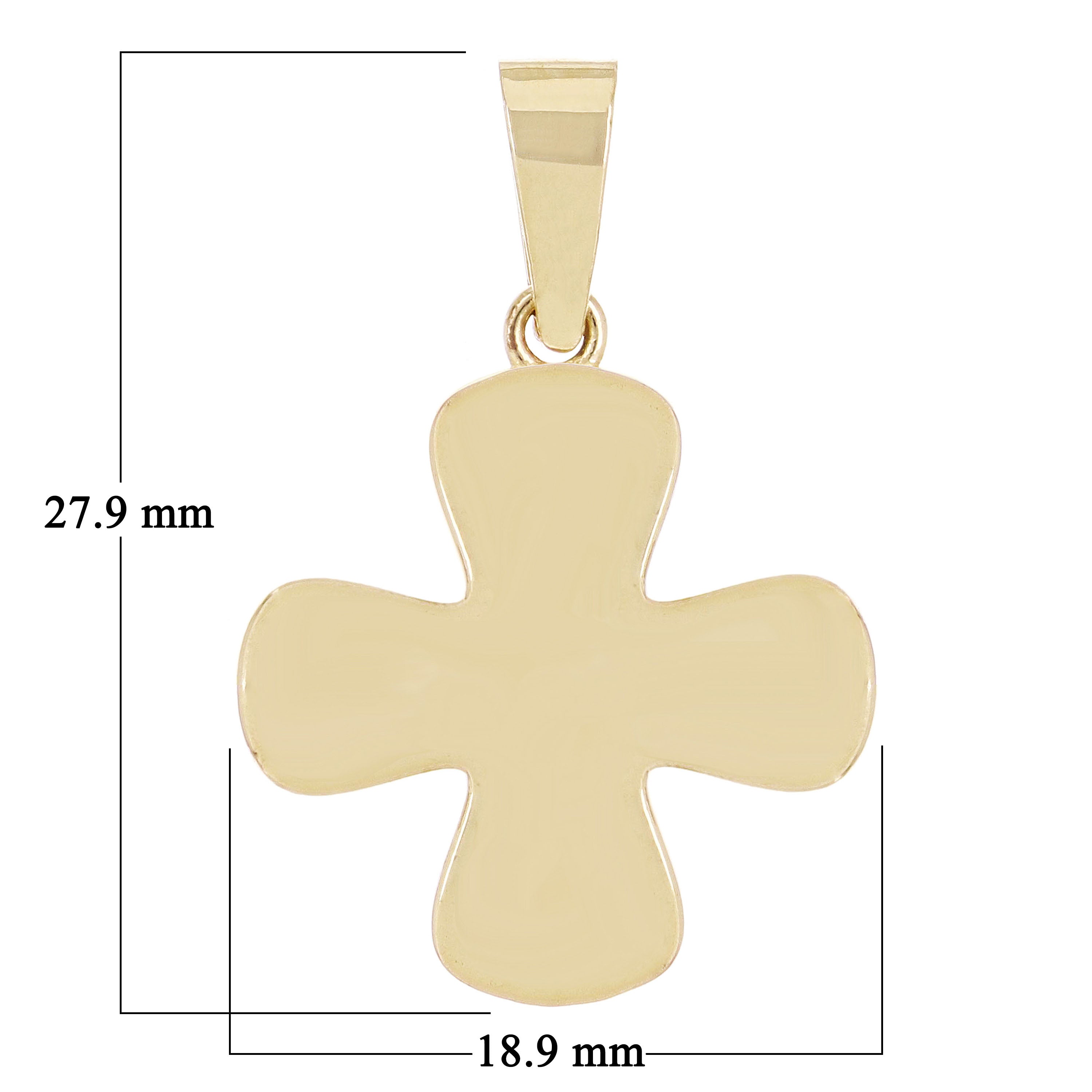 14k Yellow Gold Clover Cross Charm Pendant 18.9 mm 4 grams