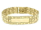Men's 10k Yellow Gold Nugget ID Bracelet Adjustable 7.75" 18.9mm 49.7 grams