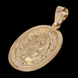 Italian 14k Yellow Gold Miraculous Medal Charm Pendant 25mm x 13.7mm 1.5 grams