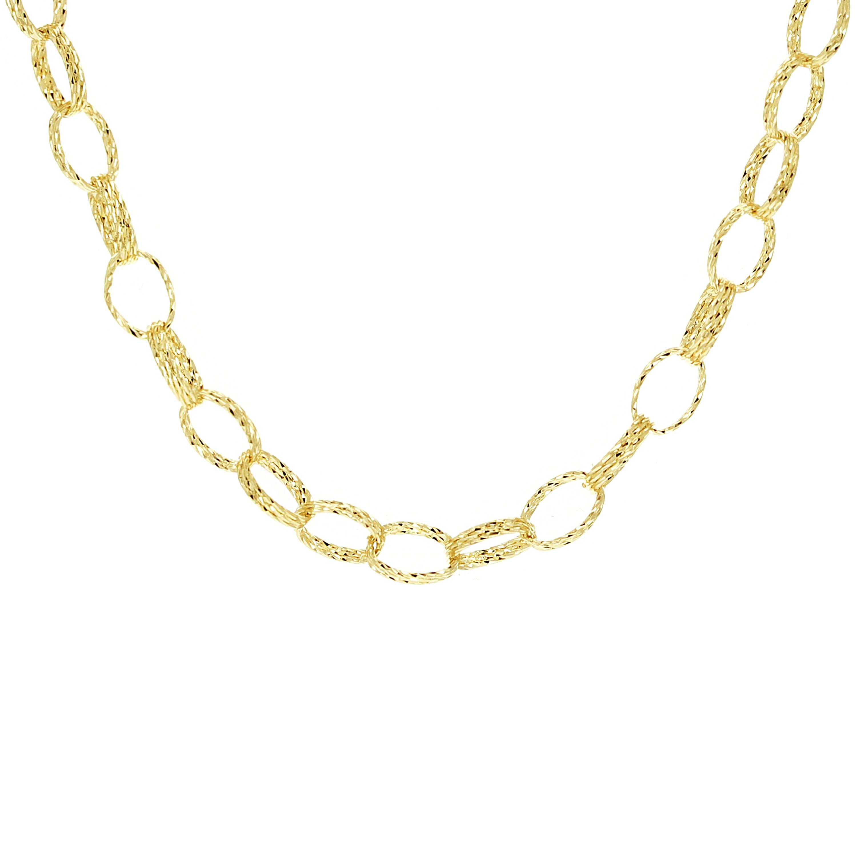 Italian 14k Yellow Gold Diamond Cut Oval Link Chain Necklace 18" 6mm 11.8 grams - 18" 11.8 grams
