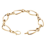 Italian 14k Yellow Gold Hollow Oval Twisted Link Bracelet 7.5" 10mm 7 grams