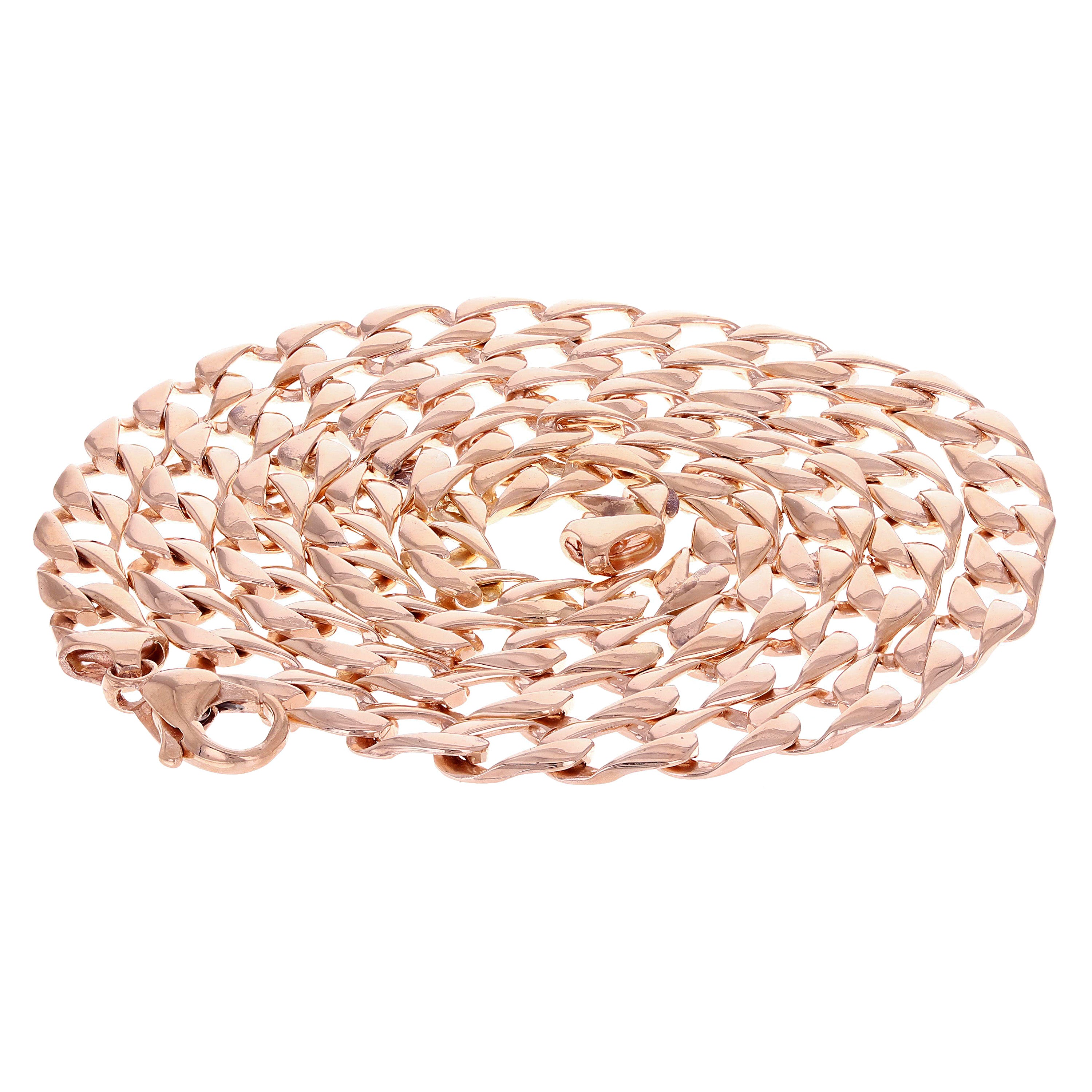 10k Rose Gold Solid Flat Cuban Link Chain Necklace 18" 6.3mm 25 grams - Rose,18"