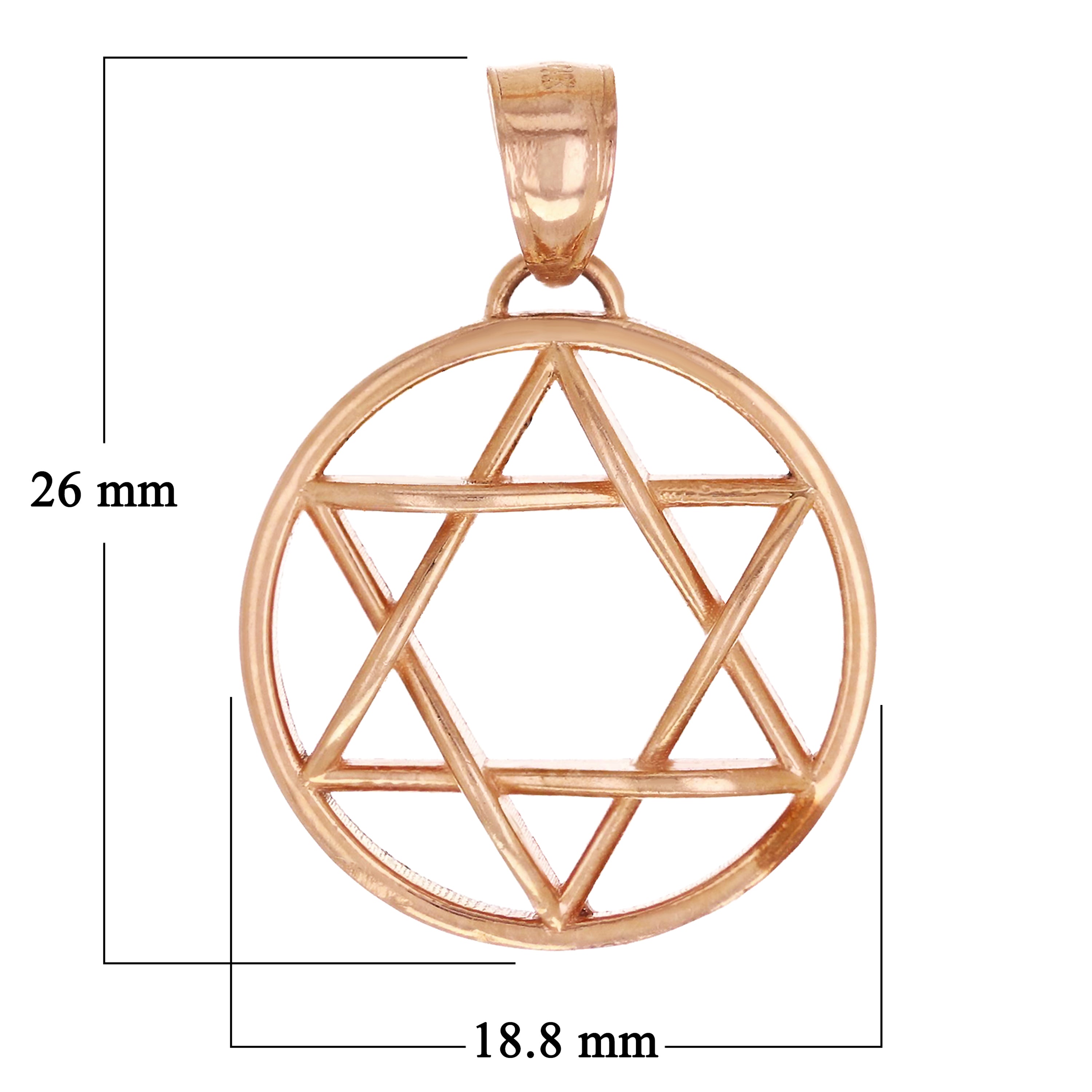 14k Rose Gold Star of David Medal Charm Pendant 3.4 grams