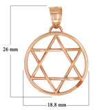 14k Rose Gold Star of David Medal Charm Pendant 3.4 grams