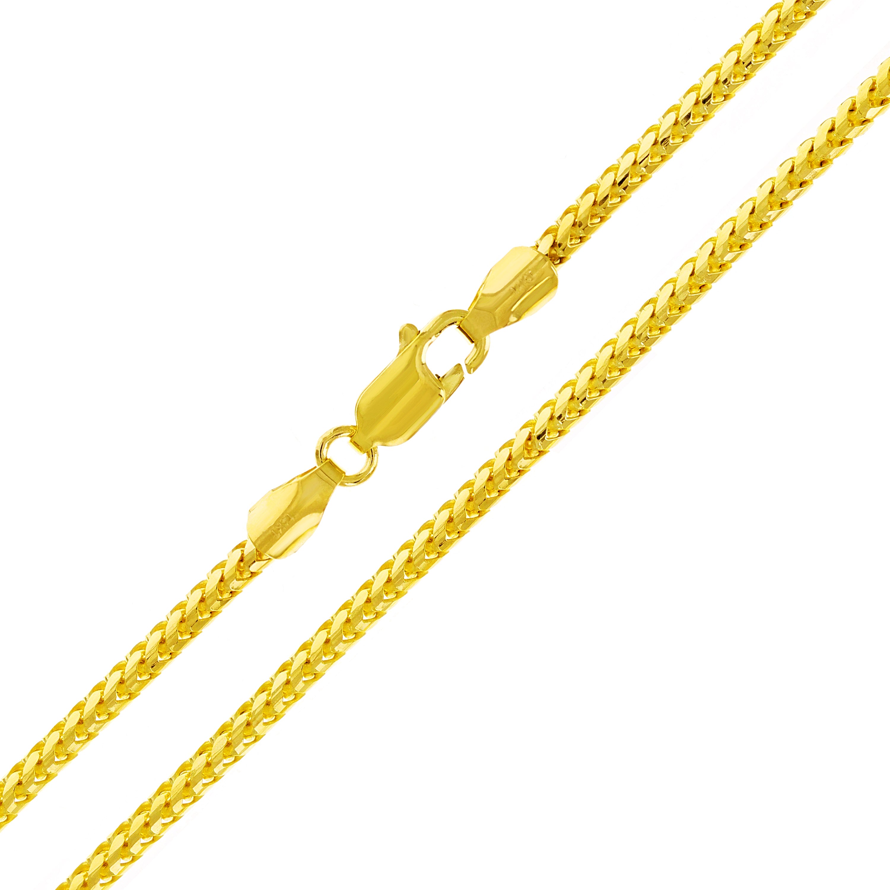 Italian 14k Yellow Gold Solid Diamond Cut Franco Chain Necklace 22" 2.5mm 21.2 grams - 22" 21.2 grams
