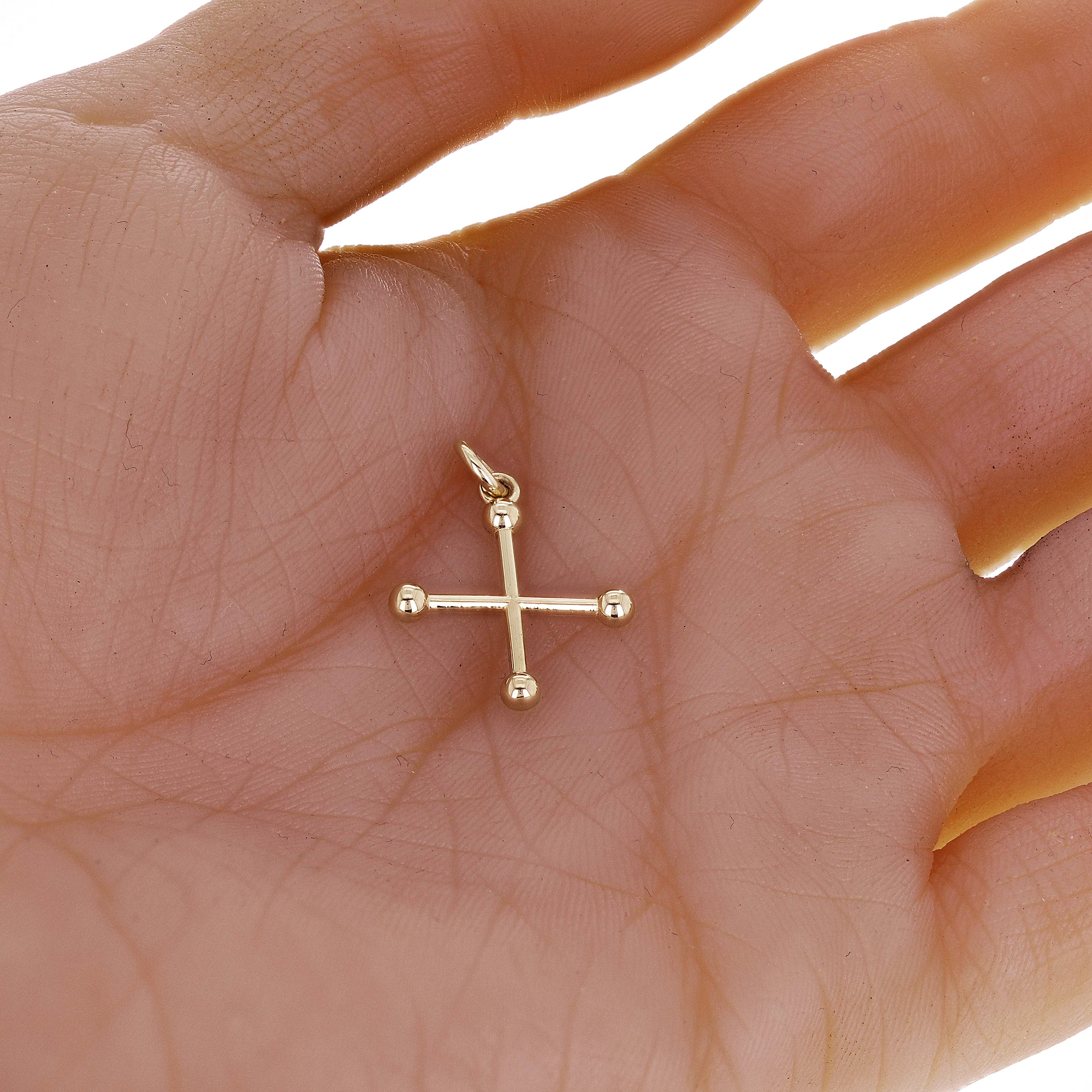 14k Yellow Gold Pommee Cross Charm Pendant 24mm x 17.9mm1.3 grams