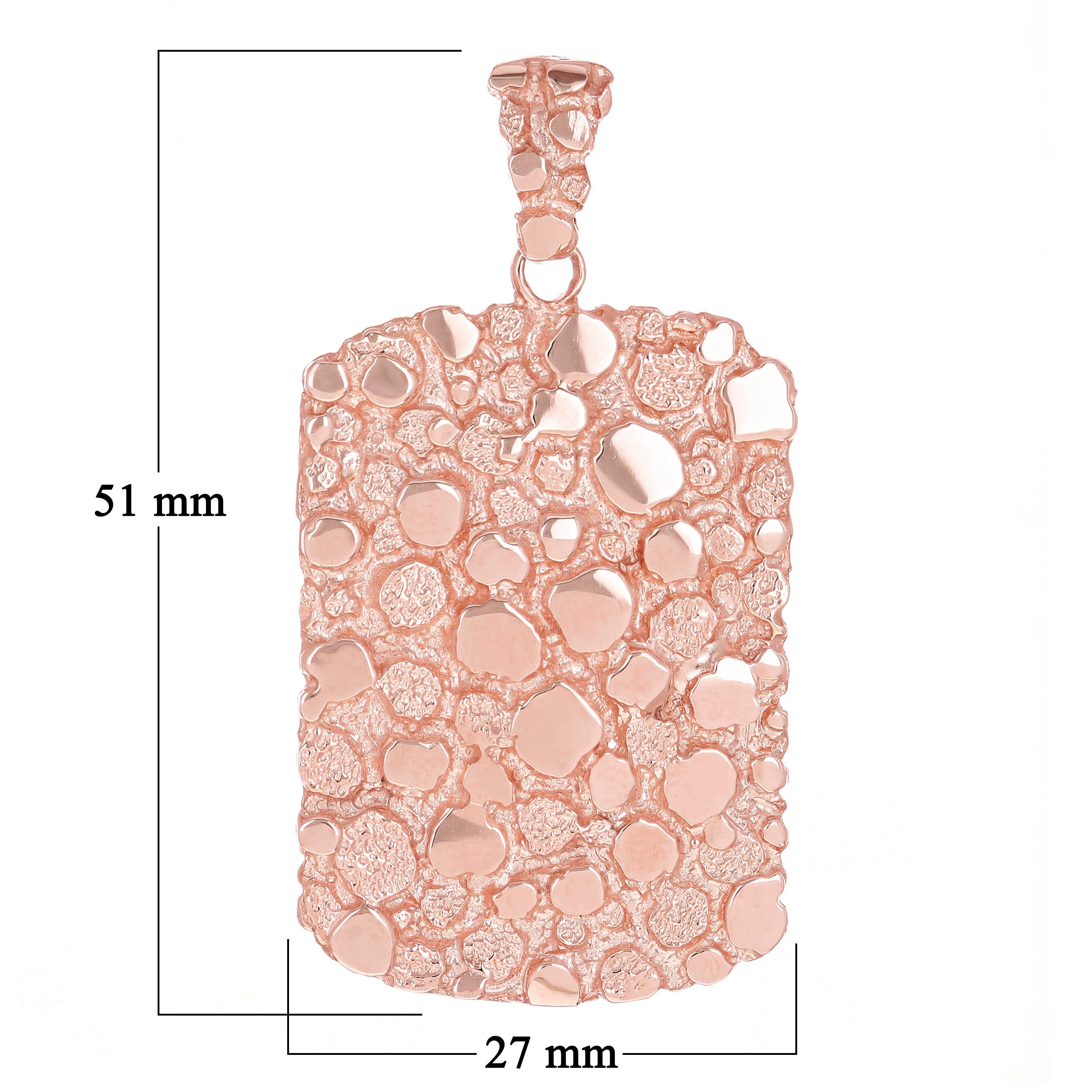 10k Rose Gold Solid Big Rectangle Nugget Pendant 2" 11.8 grams - Rose