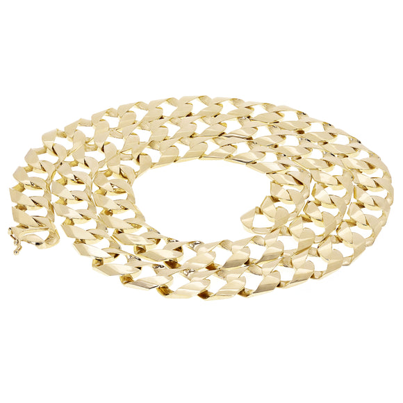 Men's 10k Yellow Gold Solid Cuban Chain Link Necklace 28