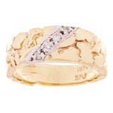 10k Yellow Gold Nugget Ring with Diamonds 7.5mm Size 7.25 - 4.9 grams