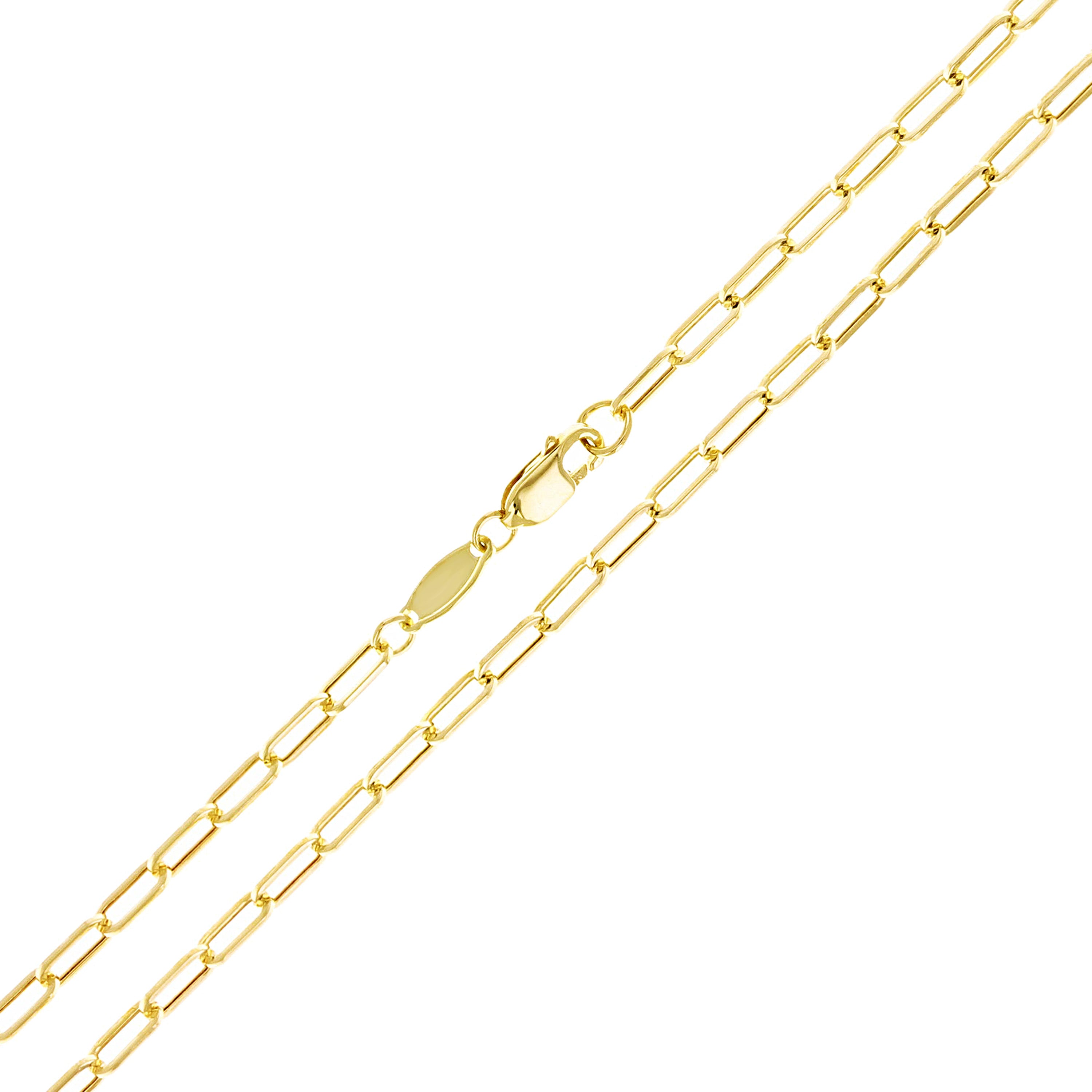 Italian 14k Yellow Gold Hollow Paper Clip Link Chain Necklace 20" 2.5mm 2.4 grams - 20" 2.4 grams