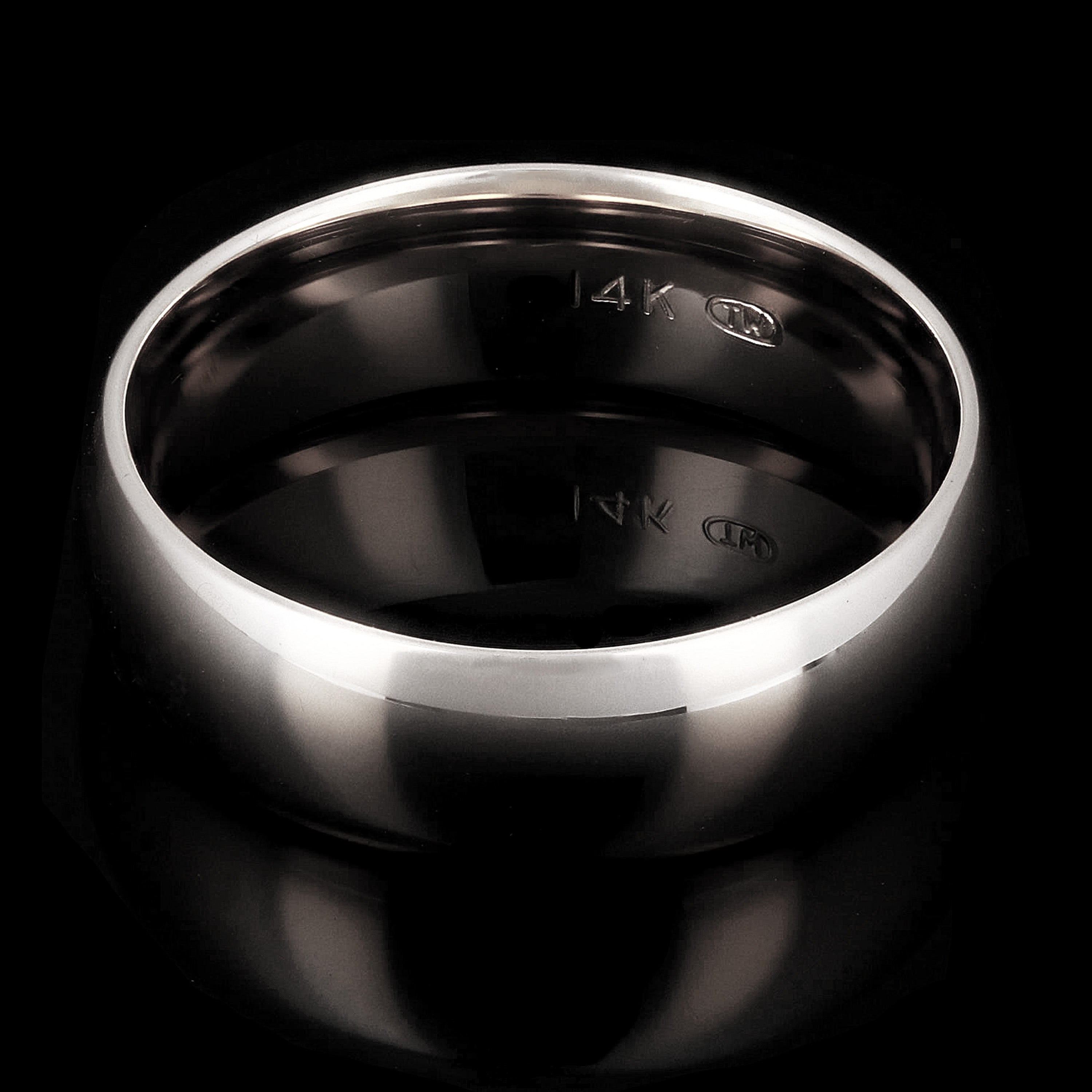 14k White Gold Comfort Fit Plain Wedding Band Ring 6mm Size 13 - White,6mm Ring Size 13