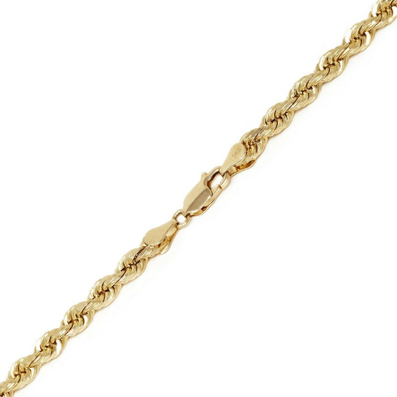 14k Yellow Gold Solid Diamond Cut Rope Chain Necklace 28