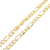 Men's Italian 14k Yellow Gold Solid Figaro Chain Necklace 22" 7.3mm 37 grams - 22"