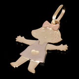 Italian 14k Tri-Color Gold Little Girl Charm Pendant 1" 1.1 grams