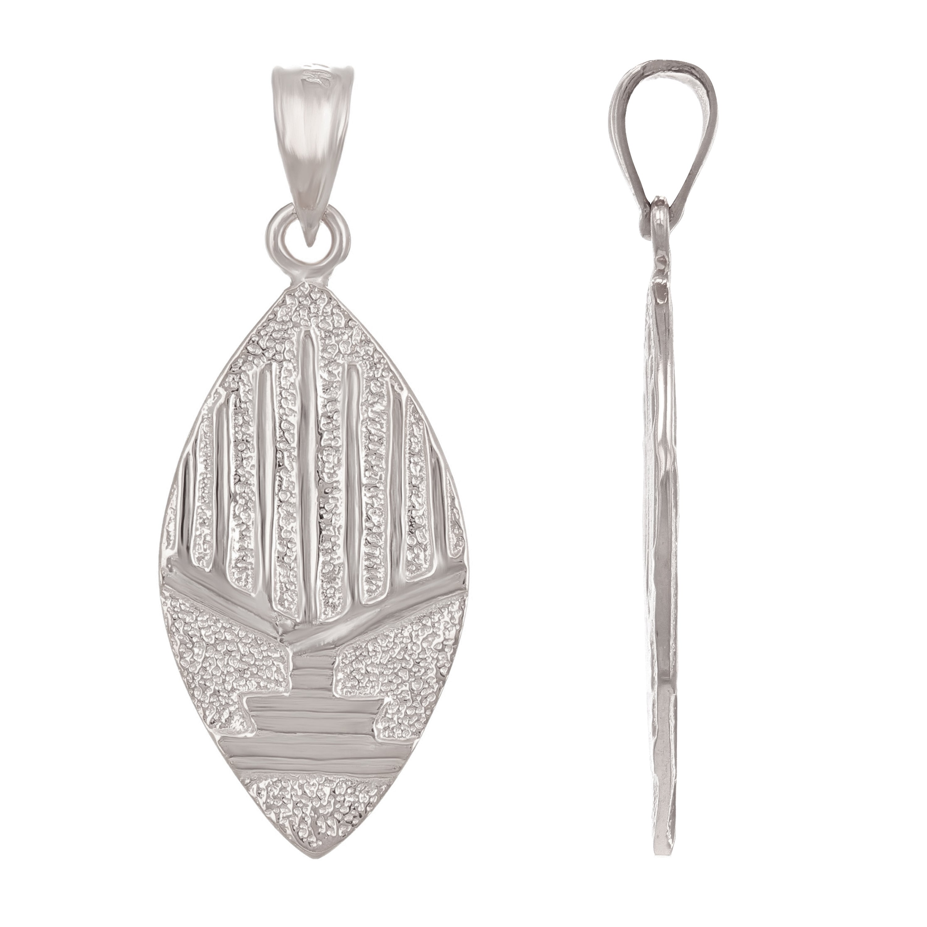 14k White Gold REVERSIBLE Jewish Menorah Hanukkah Candle Star of David Pendant - White