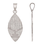 14k White Gold REVERSIBLE Jewish Menorah Hanukkah Candle Star of David Pendant - White