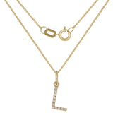14k Yellow Gold Diamond Initial Letter L Charm Pendant Necklace 18" - Letter L,Yellow