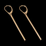 Italian 14k Yellow Gold Vertical Tube Dangle Drop Earrings 2.3" 2.5mm 1.8 grams - Tube Dangle 2.3"