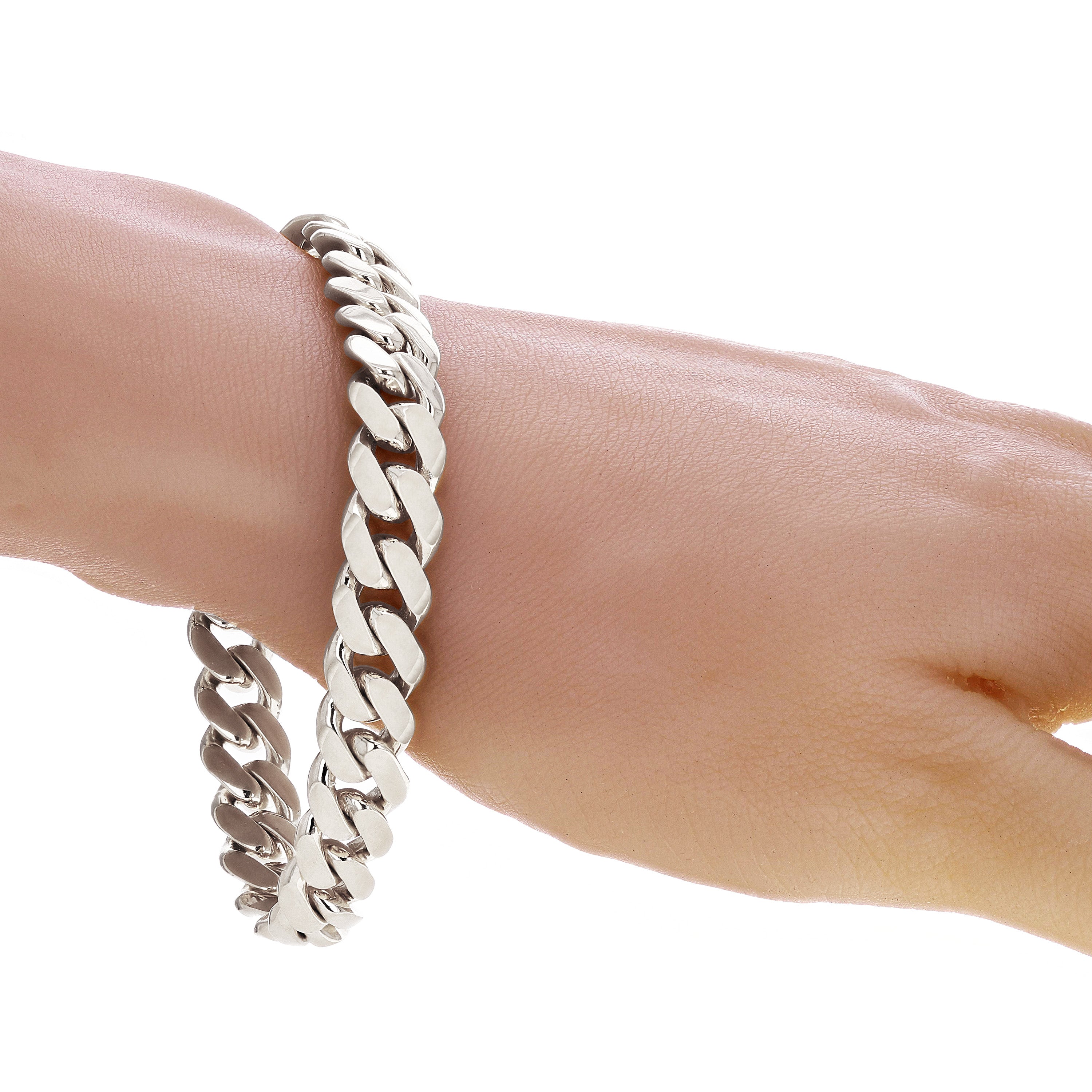 10k White Gold Solid Heavy Miami Cuban Chain Bracelet 7.5" 10mm 44.5 grams - White,7.5"