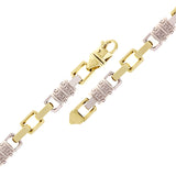 14k Two Tone Gold Solid Handmade Greek Key Link Bracelet 11mm 8.5" 97.6 grams - 8.5" 97.6 grams