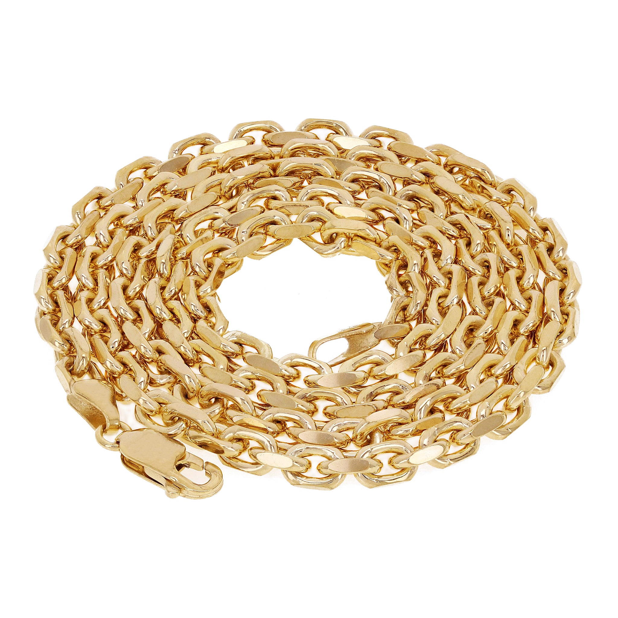 14K Rose Gold Mens 4mm Italian Diamond Cut Rope Chain Link Pendant Necklace 22 14K Rose Gold Mens 4mm Italian Diamond Cut Rope Chain Link Pendant Necklace 22