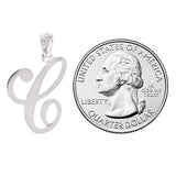 14k White Gold Initial Letter C Alphabet Charm Pendant - Letter C,White