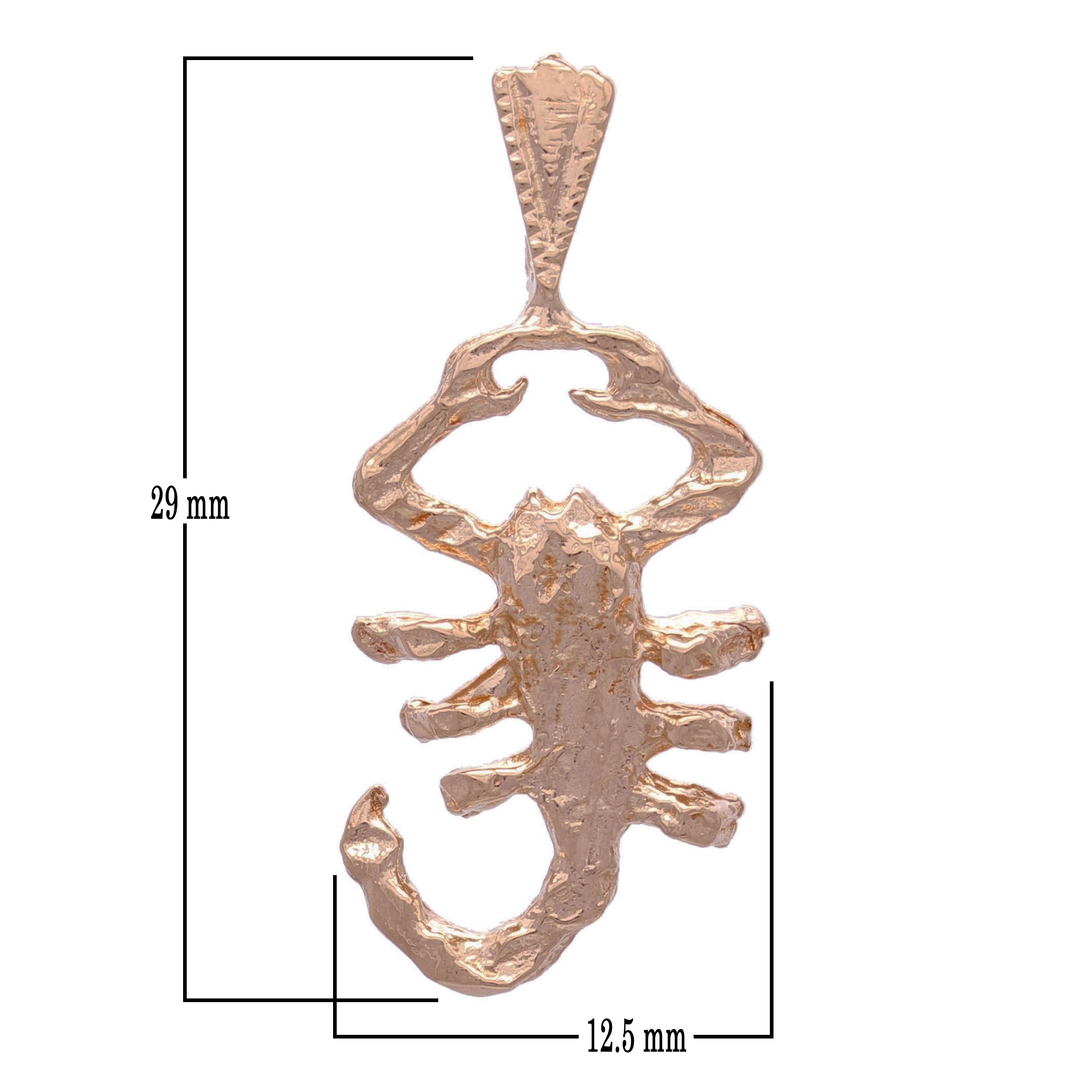 14k Rose Gold Diamond Cut Zodiac Sign Scorpion Charm Pendant 1.1" 2.4 grams - Rose
