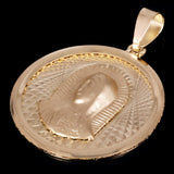 Italian 14k Yellow Gold Madonna Virgin Mary Medal Charm Pendant 1.1" 2 grams - 2 grams