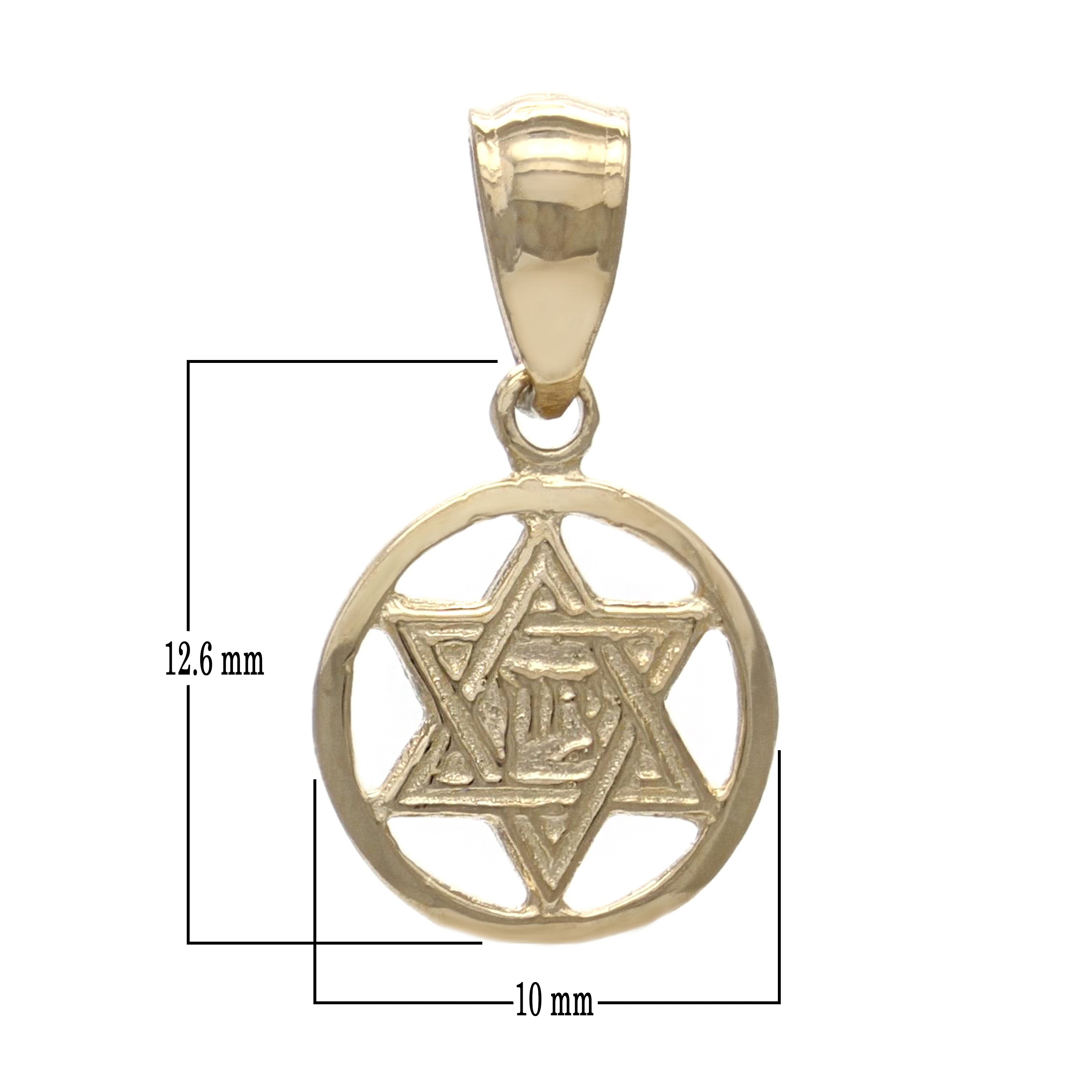 14k Yellow Gold Small Jewish Star Of David Hebrew Chai Charm Pendant 0.9 gram - Yellow