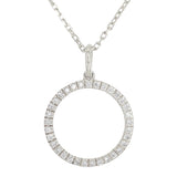 14k Yellow White or Rose Gold 0.12 ctw Diamond Circle Pendant Necklace 18"