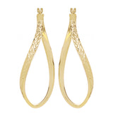 Italian 14k Yellow Gold Diamond Cut Twisted Oval Hoop Earrings 1.7" 14.5mm 2.5g