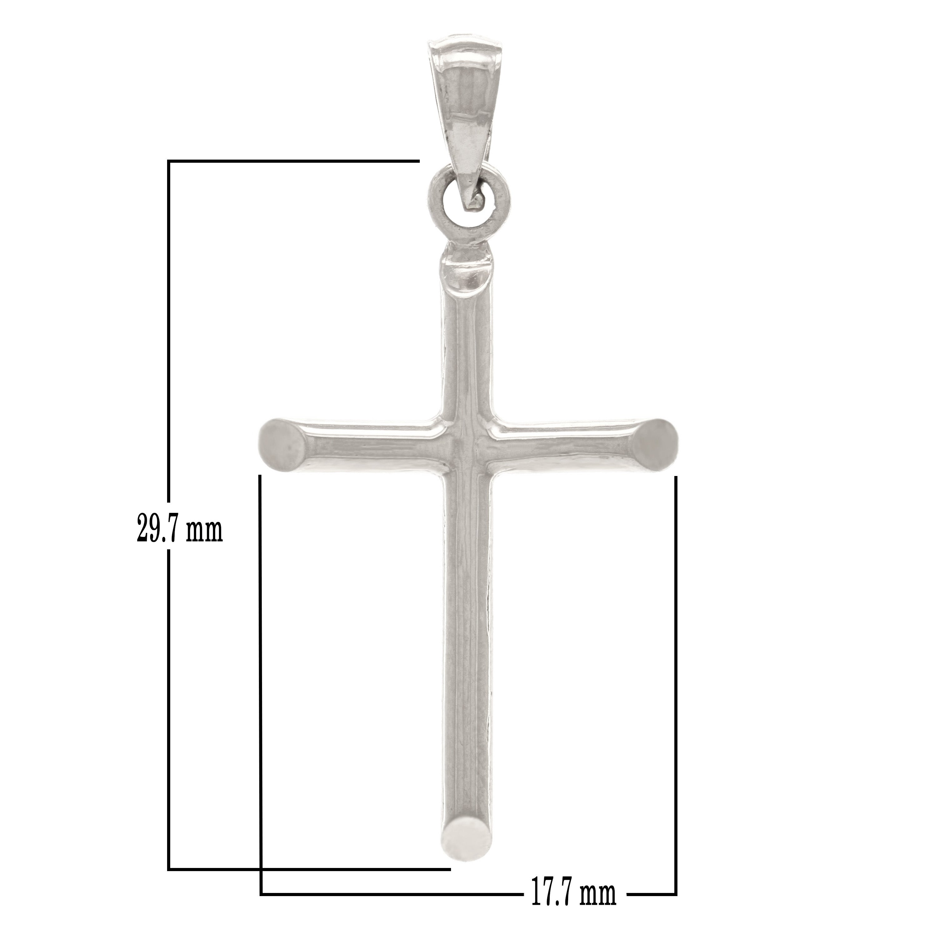 14k White Gold Plain Cross Religious Charm Pendant Small - Small