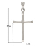 14k White Gold Plain Cross Religious Charm Pendant Small - Small