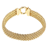 Italian 14k Yellow Gold Triple Strand Rope Chain Bracelet 7.5" 6mm - 15mm