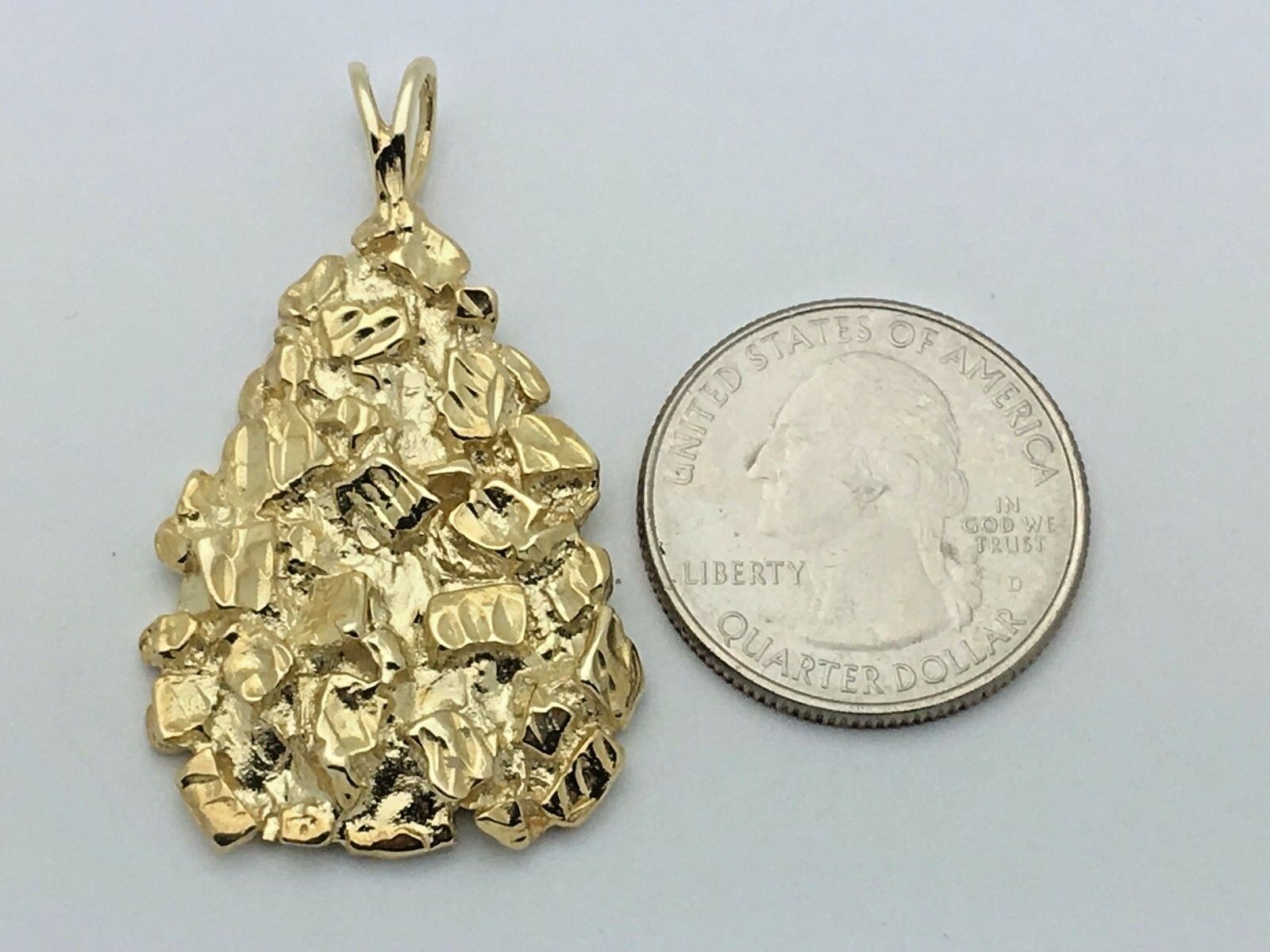 14k Yellow Gold Diamond Cut Free Form Nugget Pendant 1.75" 12.8 grams - Yellow