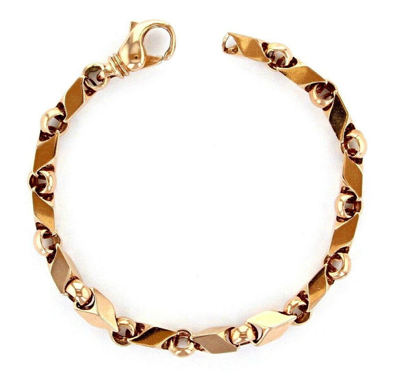 14k Rose Gold Handmade Fashion Link Bracelet 8.5