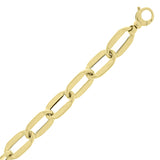 Italian 14k Yellow Gold Hollow Oval Paper Clip Bracelet 8.5" 10mm 8 grams