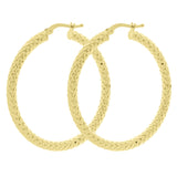 Italian 14k Yellow Gold Diamond Cut Round Hoop Earrings 1.5" 3mm 2.8 grams