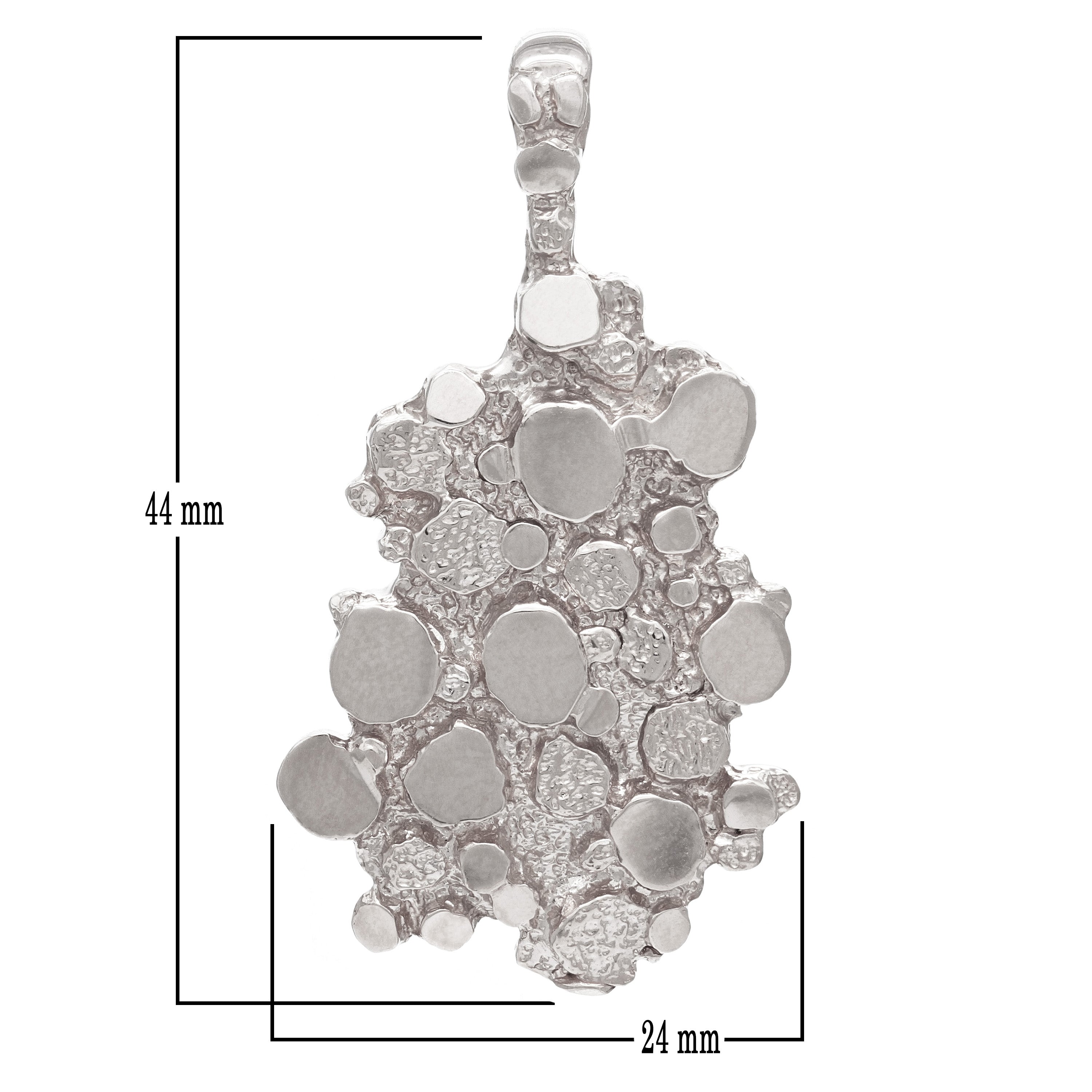 14k White Gold Solid Free Form Nugget Charm Pendant 1.7" 10.7 grams - White