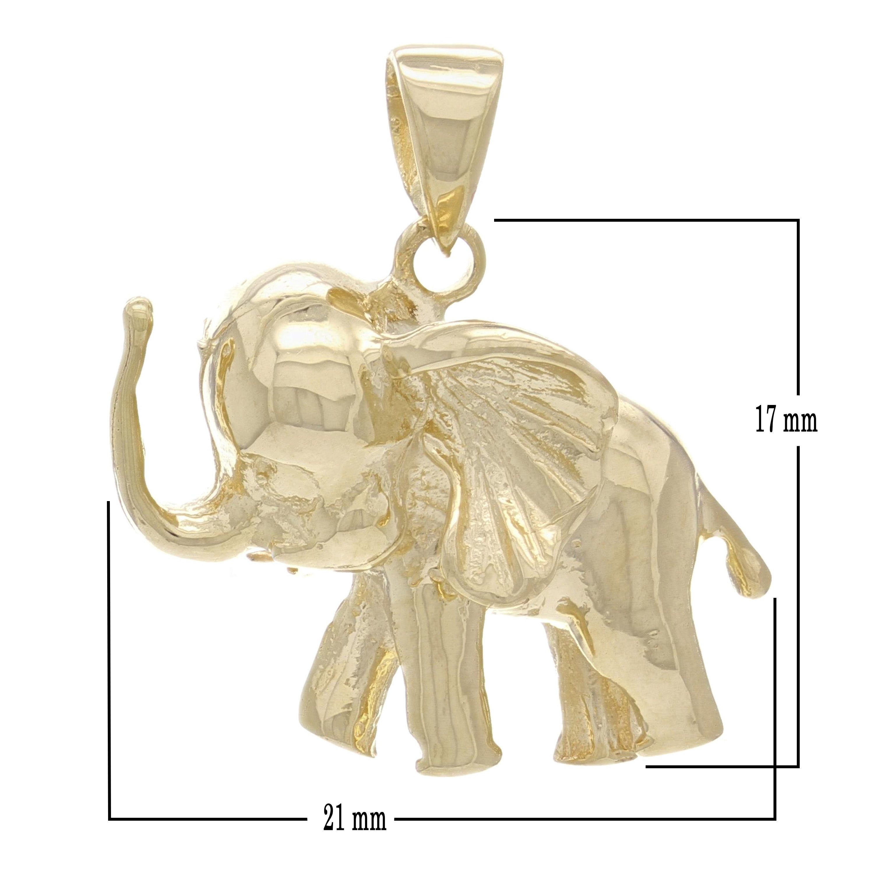 14k Yellow Gold 3D Standing Elephant Good Luck Charm Pendant 4.3 grams - Yellow