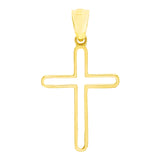 14k Yellow Gold Outlined Cross Charm Pendant 1.1" 1.5 grams