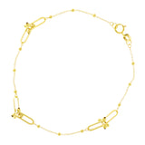 Italian 14k Yellow Gold Ball Beads & U Link Bracelet 6.75" 6mm 1.3 grams