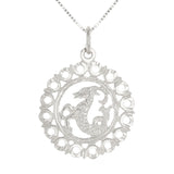 14k White Gold Zodiac Sign Capricorn Pendant Necklace 18" - Capricorn,White